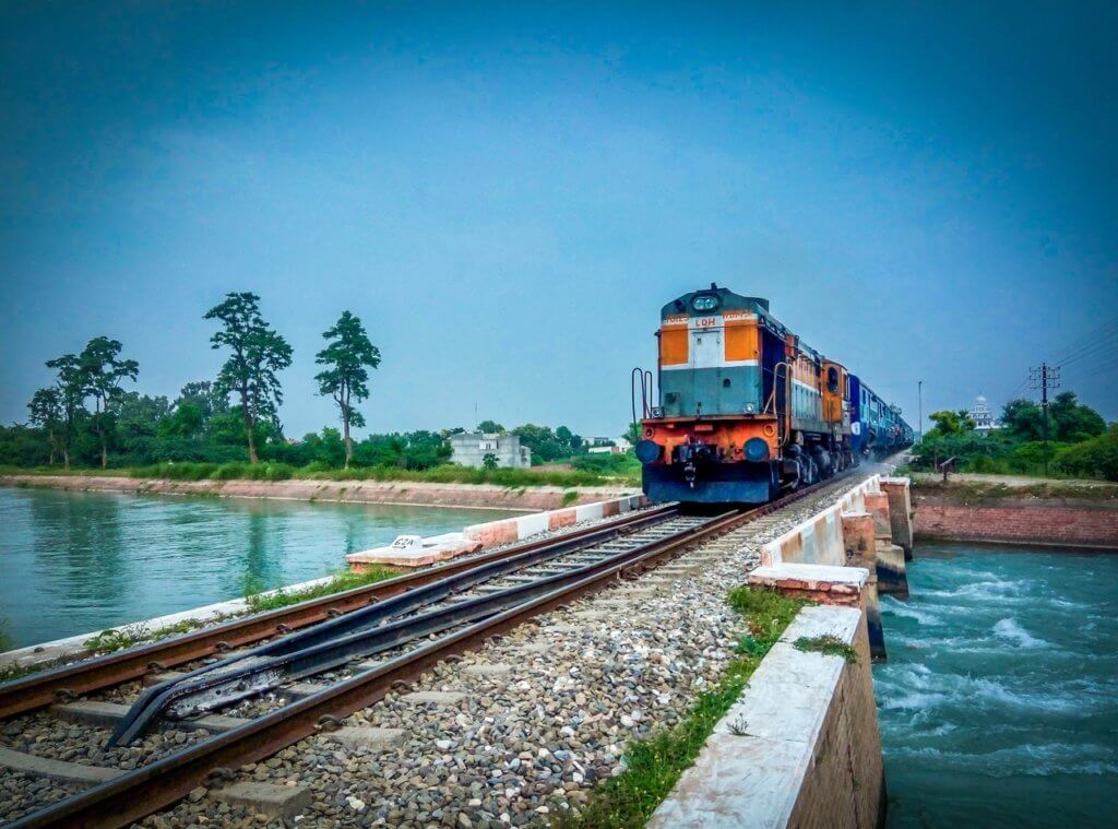 Train running on railway