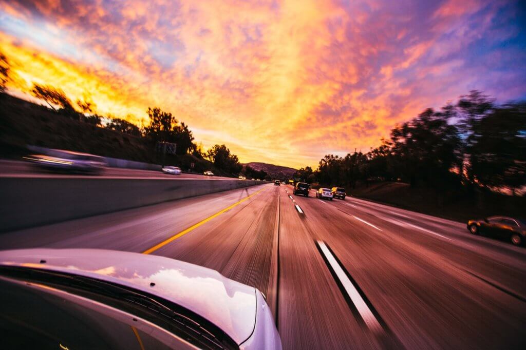 Car raced on the road