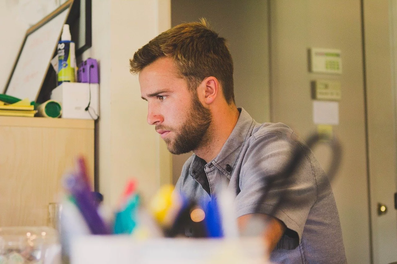 man working in an office