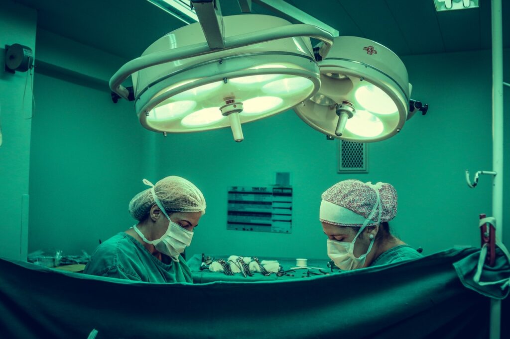 surgeons and doctors in an operating theater