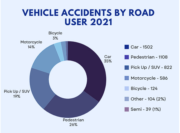 pie chart showing top vehicle accidents by road user